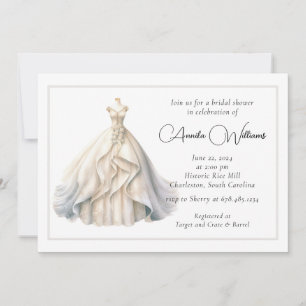 Elegant Wedding Dress Bridal Shower Invitation