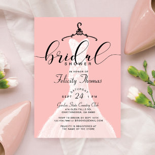 Elegant Wedding Dress Bridal Shower Invitation