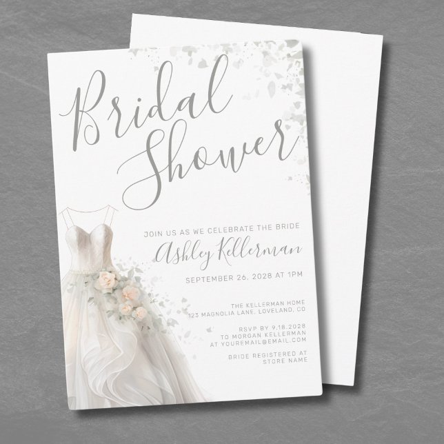 Elegant Wedding Dress Bridal Shower Invitation (Elegant Wedding Dress Bridal Shower Invitation )