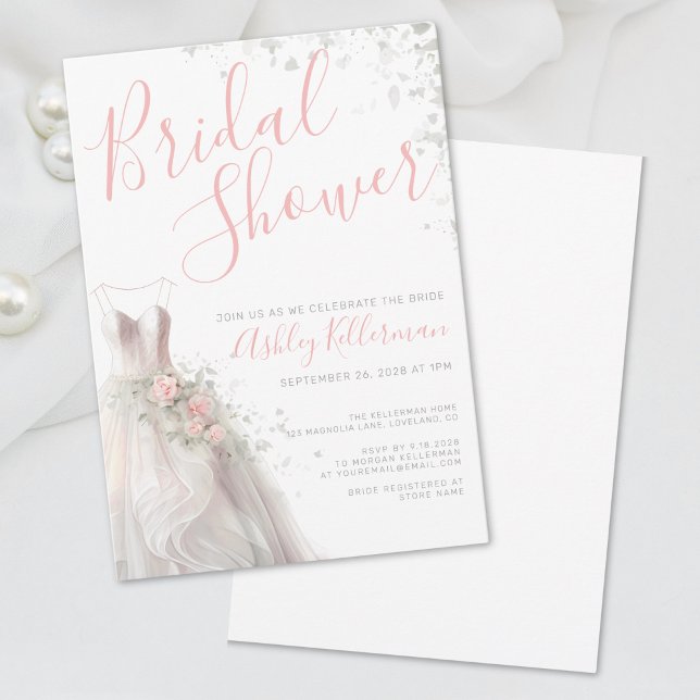 Elegant Wedding Dress Bridal Shower Invitation (Elegant Wedding Dress Bridal Shower Invitation)