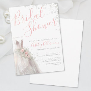 Elegant Wedding Dress Bridal Shower Invitation