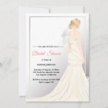 Elegant Wedding Dress Bridal Shower Invitation