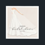 Elegant Wedding Dress Bridal Shower Napkin<br><div class="desc">A bride in her wedding gown and veil with your details in chic lettering on a pale taupe background,  or any colour you choose,  these cocktail napkins are perfect for a bridal shower. MATCHING items in our collection.</div>