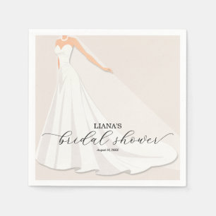 Elegant Wedding Dress Bridal Shower Napkin