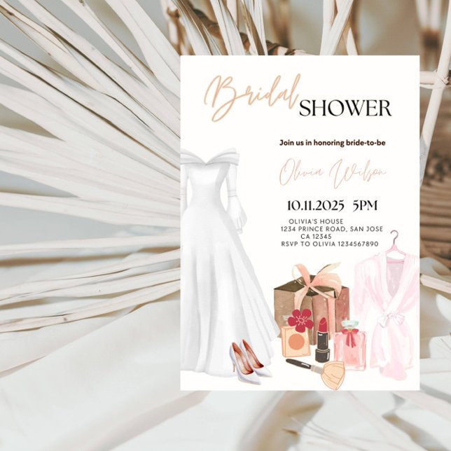 Elegant Wedding Dress Bridal Shower Party Invitation (Creator Uploaded)