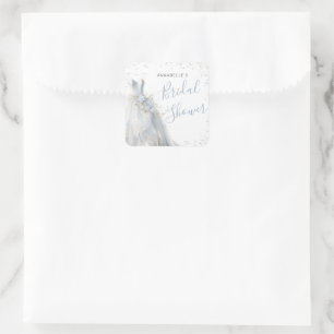 Elegant Wedding Dress Bridal Shower Square Sticker