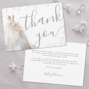 Elegant Wedding Dress Bridal Shower Thank You Card