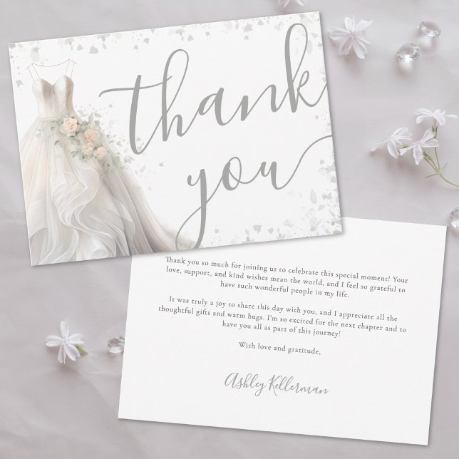 Elegant Wedding Dress Bridal Shower Thank You Card (Elegant Wedding Dress Bridal Shower Thank You Card)