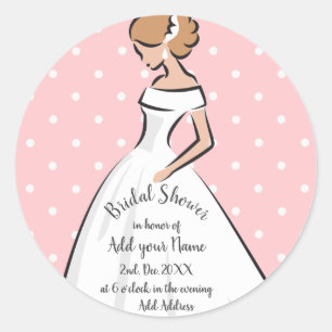 Elegant Wedding Dress Invitation Classic Round Sticker