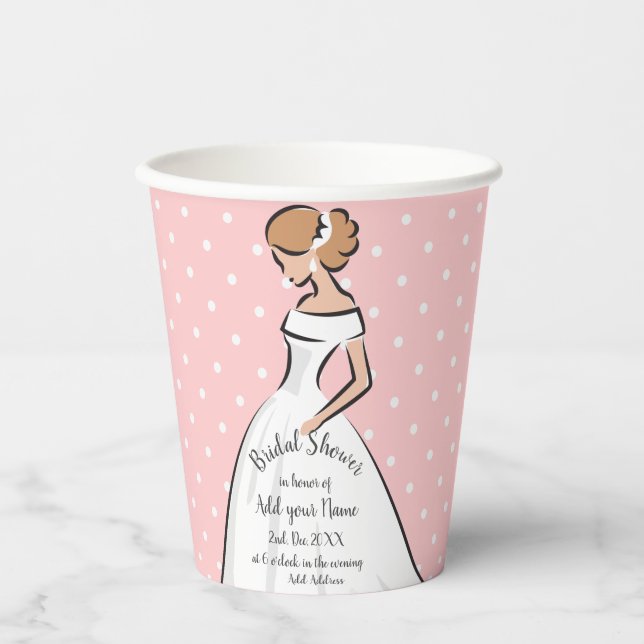 Elegant Wedding Dress Invitation Paper Cups (Front)