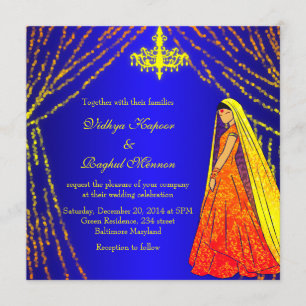 Elegant Wedding Dress Lights Chandelier Invitation