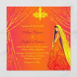 Elegant Wedding Dress Lights Chandelier Invitation