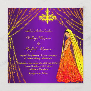 Elegant Wedding Dress Lights Chandelier Invitation