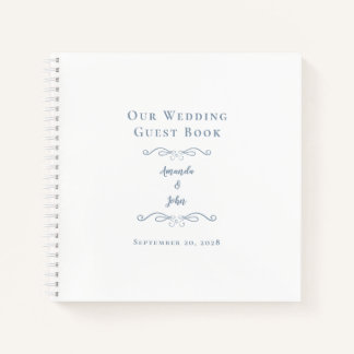 Elegant Wedding Dusty Blue Chic Budget Guest Book 