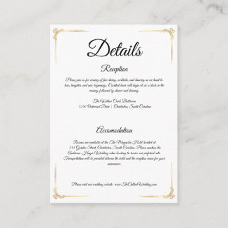 Elegant Wedding Enclosure Card Gold Details Insert