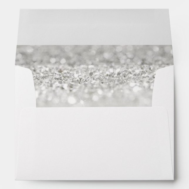 Elegant Wedding Envelope//Silver and White Glitter Envelopes (Back (Bottom))
