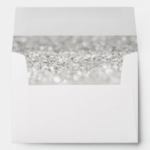 Elegant Wedding Envelope//Silver and White Glitter Envelopes