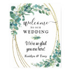 Elegant Wedding Eucalyptus Gold Welcome Sign