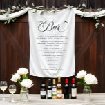 Elegant Wedding Event Bar Cocktail Menu Tapestry<br><div class="desc">Transform your wedding bar area into a centerpiece of sophistication with our Elegant Wedding Event Bar Cocktail Menu Tapestry. This beautifully crafted piece combines timeless design with practical functionality, ensuring your guests feel welcomed and indulged. Make your wedding bar unforgettable with this elegant tapestry—a functional decor piece that turns every...</div>