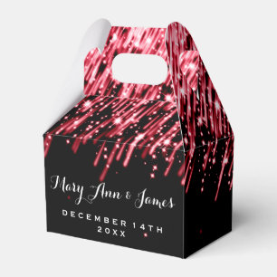 Elegant Wedding Falling Stars Red Favour Box