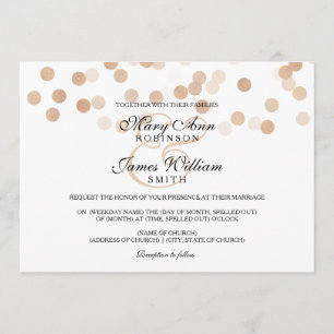 Elegant Wedding Faux Copper Foil Glitter Lights Invitation