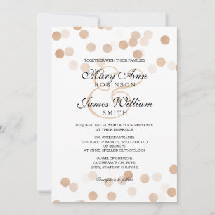 Elegant Wedding Faux Copper Foil Glitter Lights Invitation