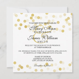 Elegant Wedding Faux Gold Foil Glitter Lights Invitation