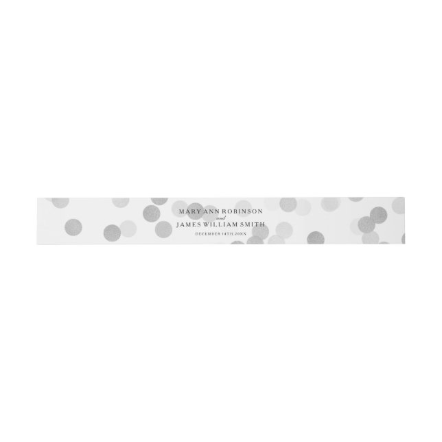 Elegant Wedding Faux Silver Foil Glitter Lights Invitation Belly Band (Flat)