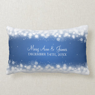 Elegant Wedding Favour  Magic Sparkle Blue Lumbar Cushion