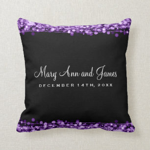 Elegant Wedding Favour Party Sparkles Purple Cushion