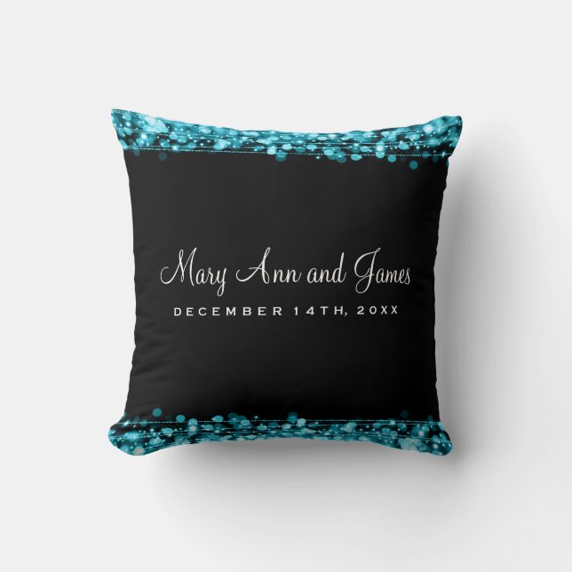 Elegant Wedding Favour Party Sparkles Turquoise Cushion (Front)