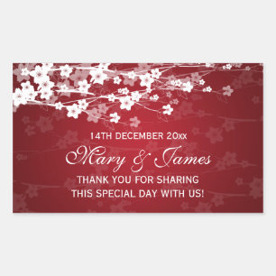 Elegant Wedding Favour Tag Cherry Blossom Red