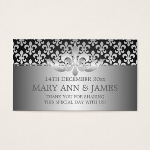 Elegant Wedding Favour Tag Fleur De Lis Black
