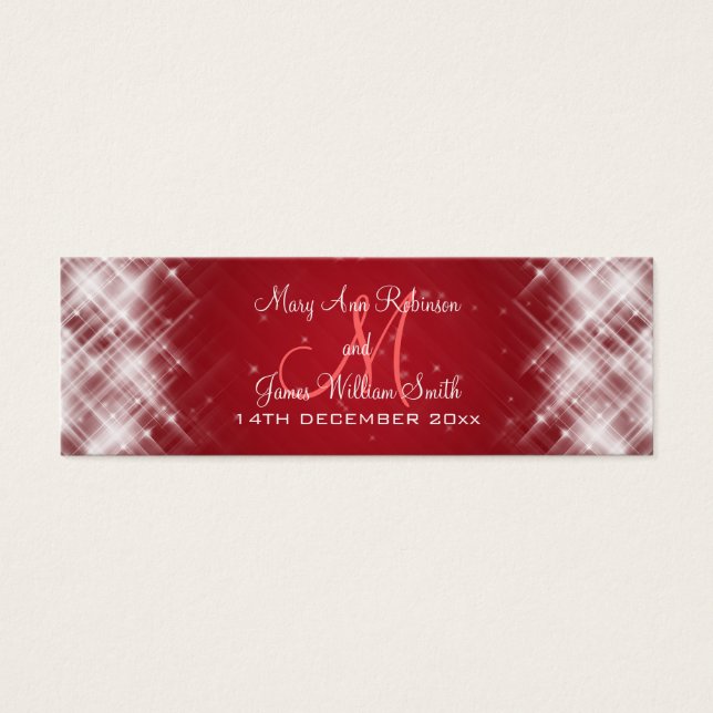 Elegant Wedding Favour Tag Glamourous Sparks  Red (Front)