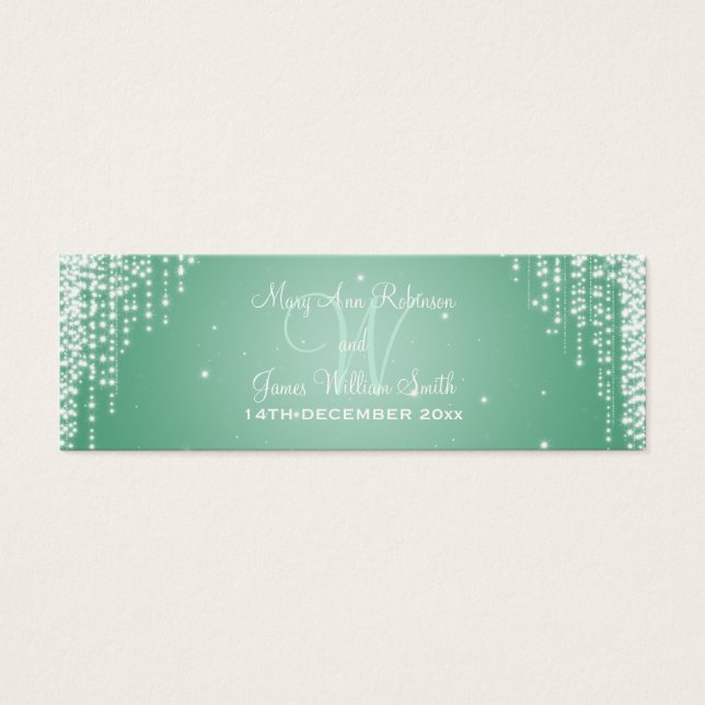 Elegant Wedding Favour Tag Night Dazzle Mint Green (Front)