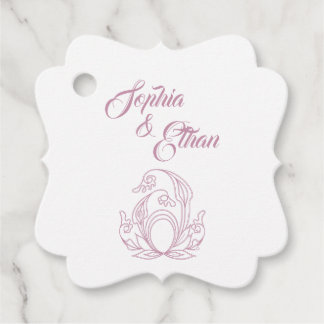 Elegant Wedding Favour Tag – Pink Rose Filigree