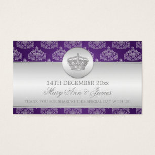 Elegant Wedding Favour Tag Royal Crown Purple