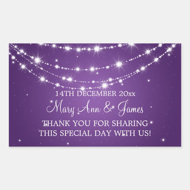 Elegant Wedding Favour Tag Sparkling Chain Purple (Front)
