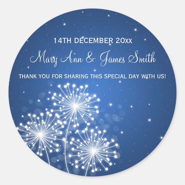 Elegant Wedding Favour Tag Summer Sparkle Sapphire (Front)