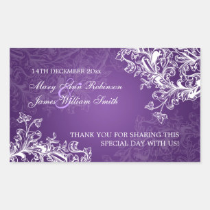 Elegant Wedding Favour Tag Vintage Swirls Purple