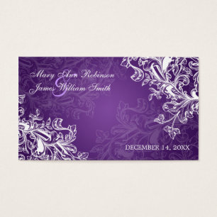 Elegant Wedding Favour Tag Vintage Swirls Purple