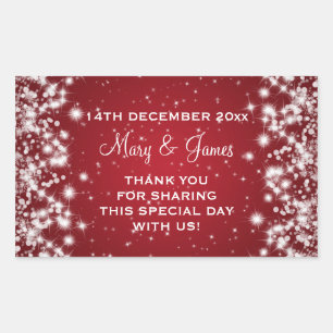 Elegant Wedding Favour Tag Winter Sparkle Red