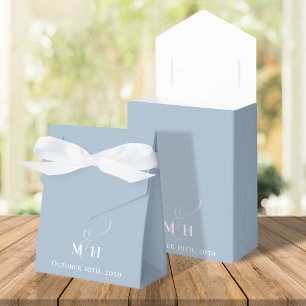Elegant Wedding Favours Dusty Blue Monogram  Favour Box