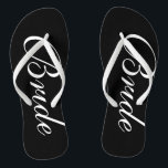 Elegant wedding flip flops for bride and groom<br><div class="desc">Elegant wedding flip flops for groom and bride. Custom strap colour for him and her / men and women. Custom background colour and personalizable with name initials. Modern black and white his and hers sandals with stylish script calligraphy typography. Cute party favour for beach theme wedding, marriage, bridal shower, engagement,...</div>