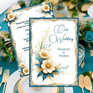 Elegant Wedding Floral Blue cyan White Flowers Invitation