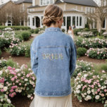 elegant wedding floral spring BRIDE Bridal Shower Denim Jacket<br><div class="desc">***this design is part of a collection*** _______________________ this design template is fully editable and customisable by you the customer - click personalise further button if you wish to move, add, delete, or make significant changes to the design _______________________ *if you have any DESIGN questions or need more designs or...</div>