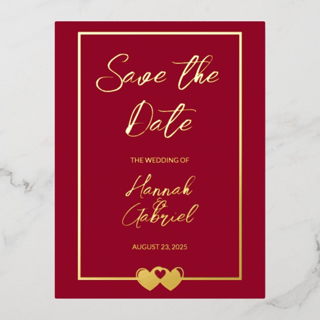 Elegant Wedding Foil Save the Date Postcard (Front)