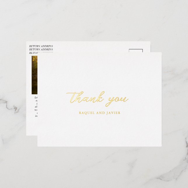 Elegant Wedding Foil Thank You Postcard (Front/Back)