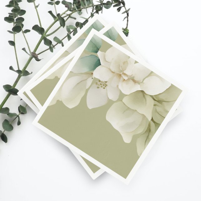 Elegant Wedding Foliage Muted Green Napkin (Elegant Wedding Foliage Muted Green Napkins from Ricaso)