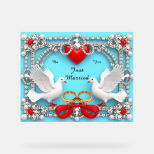 Elegant Wedding Frame with White Doves Acrylic Sign